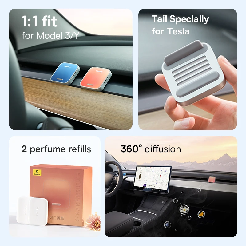 Baseus Car Air Freshener Air Vent Perfume for Tesla Model 3/Y Auto Aroma Diffuser Fragrance Supplies