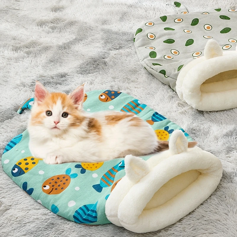 

Warm Cat Sleeping Bag Soft Cat Bed Comfortable Tunnel Cat Nest Closed Pet House for Cats Lovely Cat Nest Cat Accessories 55x45cm