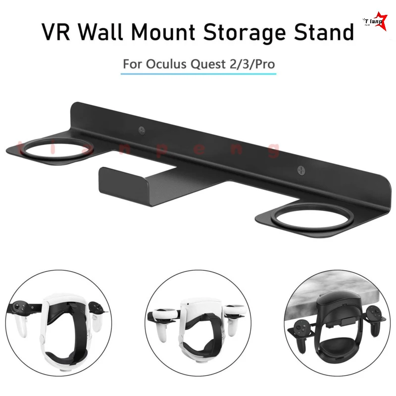 WYORESY For Quest2 Quest3 Quest3S Wall Mount Bracket VR Headset Display Holder Game Gear Storage Organizer Space Saving Accessor