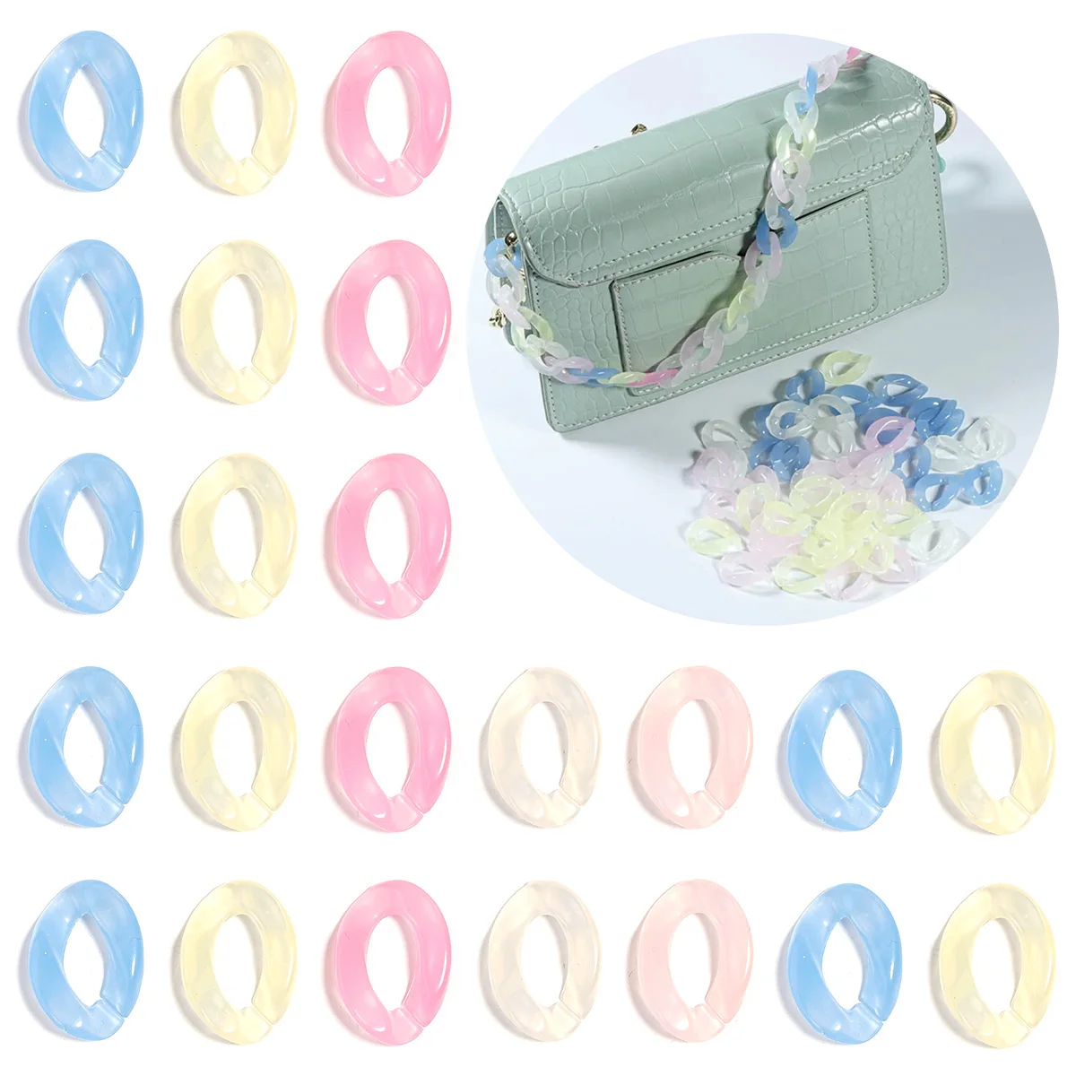 50pcs Acrylic Link Chain Sweet Candy Color Twisted Chain Beads For Jewelry Making DIY Bracelet Necklace Phone Key Chain Findings image 4