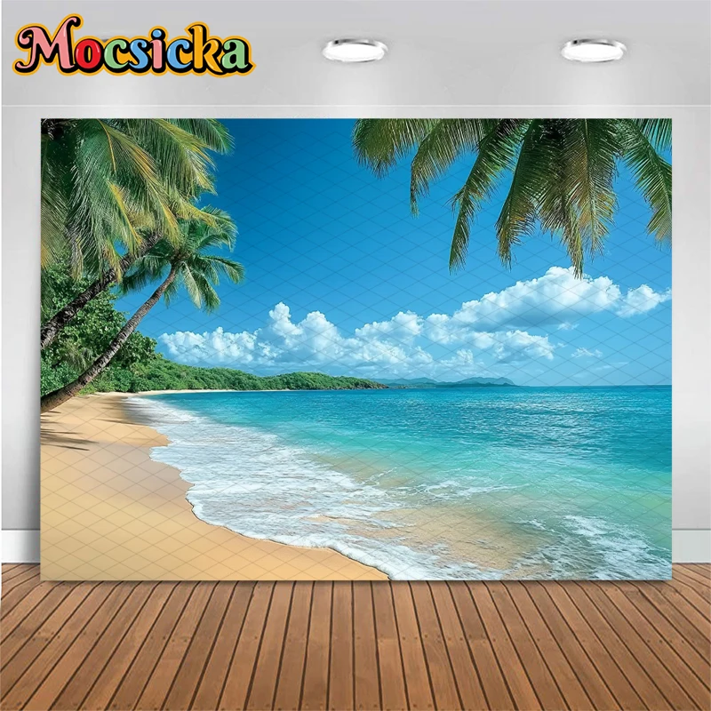 

Mocsicka Summer Photography Backdrop Wedding Ocean Beach Island Decors Vacation Party Portrait Background Birthday Studio Poster