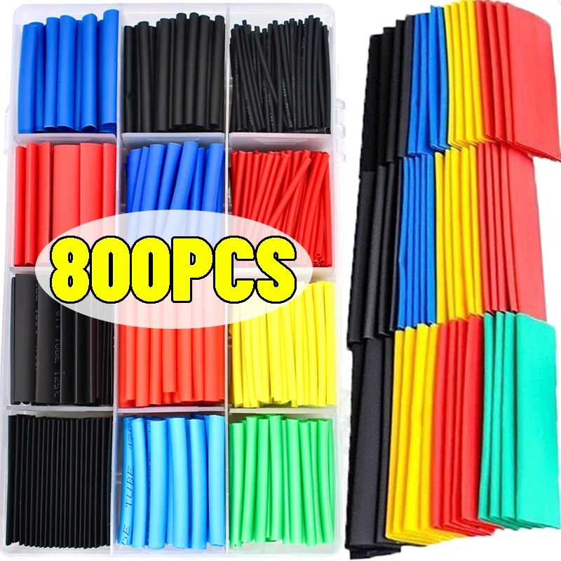 

800pcs Heat-shrink Tubing High Temperature Resistance Tube Shrink Wrapping Kit Wire Cable Insulation Protecter Sleevers Wrap