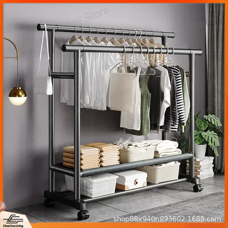 Floor to Ceiling Coat Rack for Home Bedroom Living Room Vertical Balcony Drying Rack Simple Clothes Hanger for Rental
