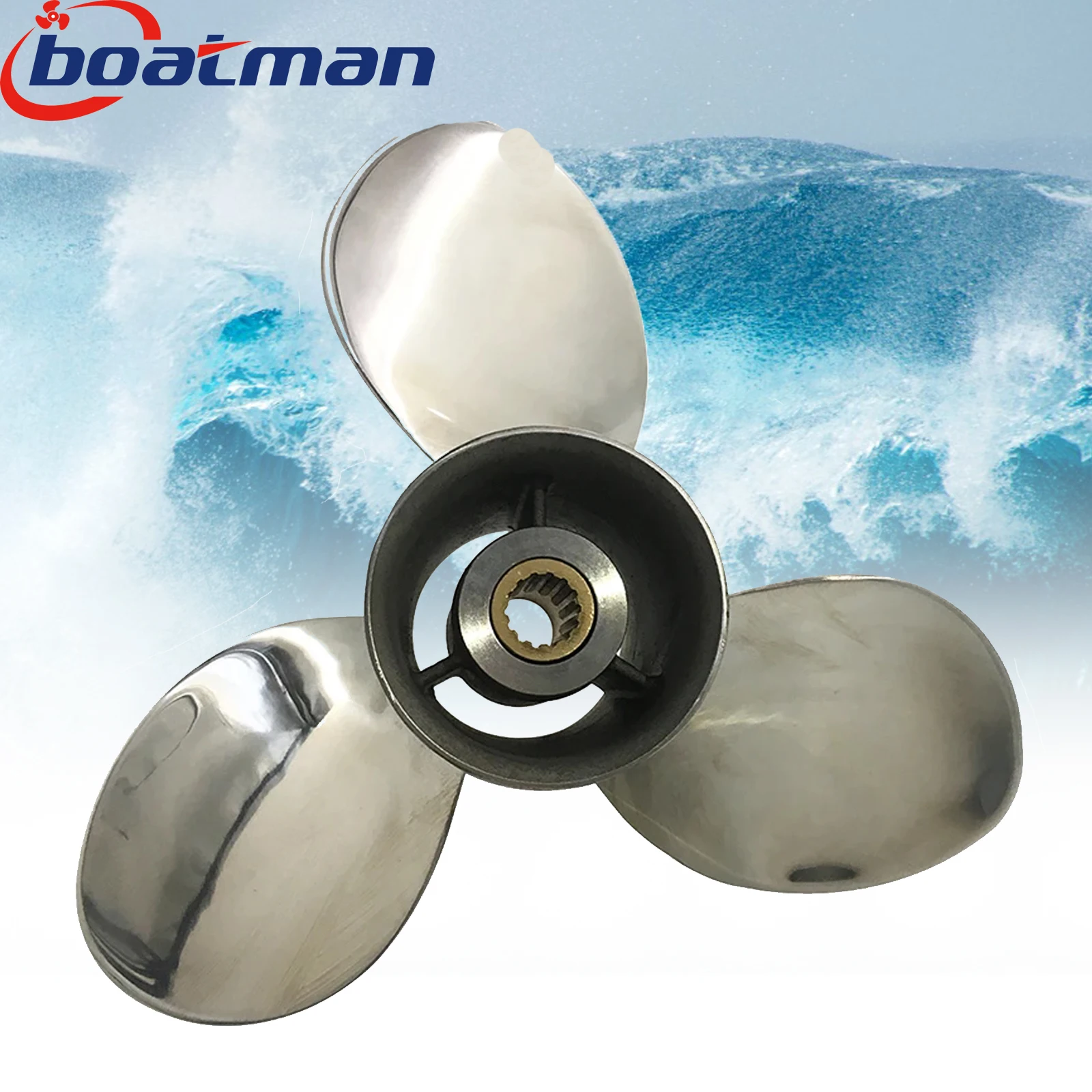 Boatman Outboard Propeller 10x12 Match with Evinrude&Johnson Engines 20 & 25HP 3 Blades Stainless Steel 14 Spline Tooth 765177