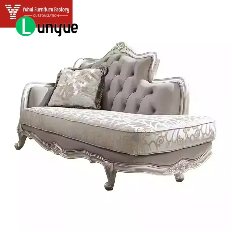 French Light Luxury Solid Wood Carved Flower Sofa Set European American Style Living Room Furniture Elegant Home Decor
