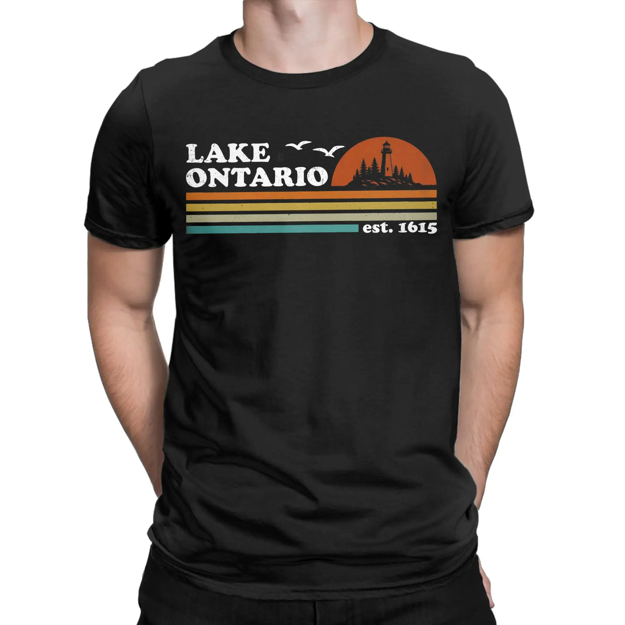 Men Women's T-Shirts Lake Ontario Est 1615 Novelty 100% Cotton Tees Short Sleeve  T Shirt Round Collar Tops Unique