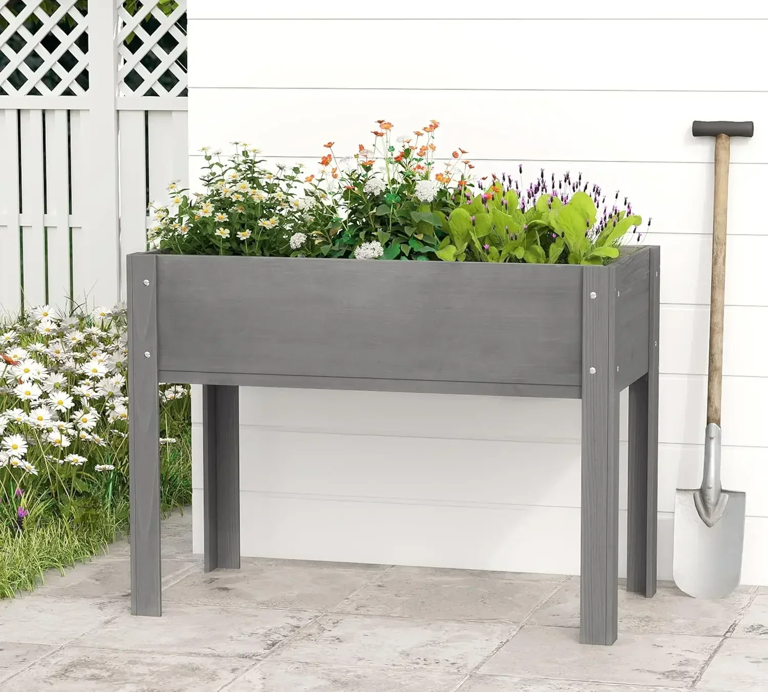 40x20x31 inch Raised Garden Bed with Legs, Elevated Wooden Planter Box for Outdoor Plants Flowers Fruits Vegetable Herb Growing