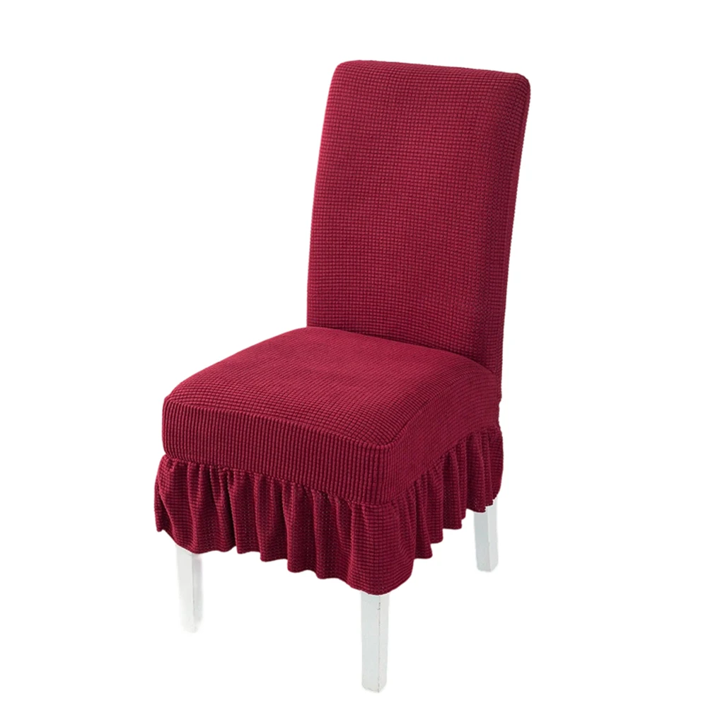 Elastic Pleated Skirt Chair Cover Breathable Soft Fabric - Fits Dining Chairs Height 46cm to 58cm Seat 38-48cm