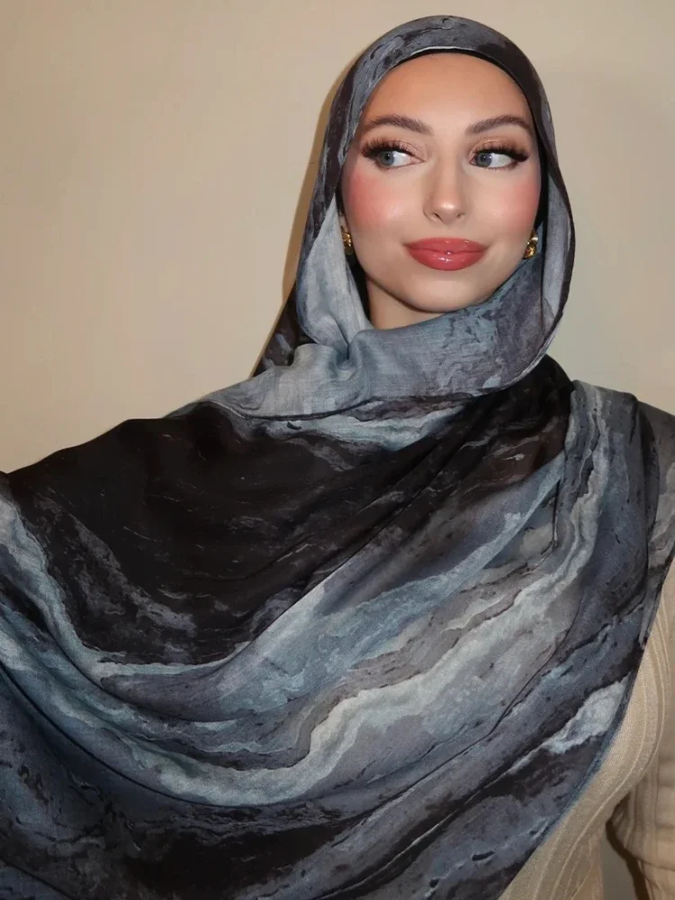 جديد الحجاب المائية للنساء الأزهار طباعة مشروط الحجاب وشاح تنفس لينة طويلة الأوشحة الموضة الحجاب بيزلي مسلم