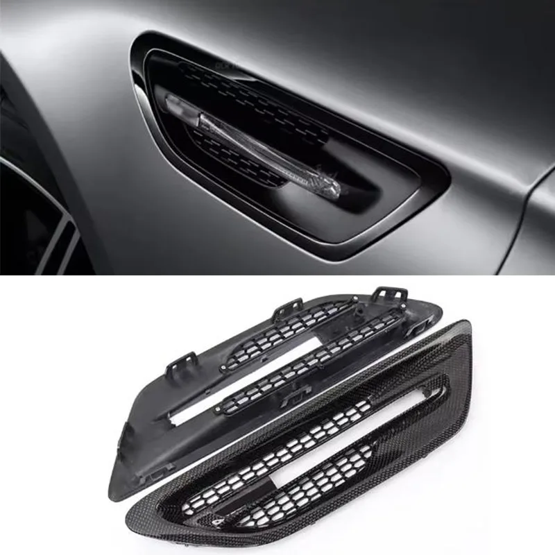

2 Pcs For BMW M Series F10 M5 Real Carbon Fiber Fender Light Trim Cover Side Grille 2010 - UP Replace Install Style
