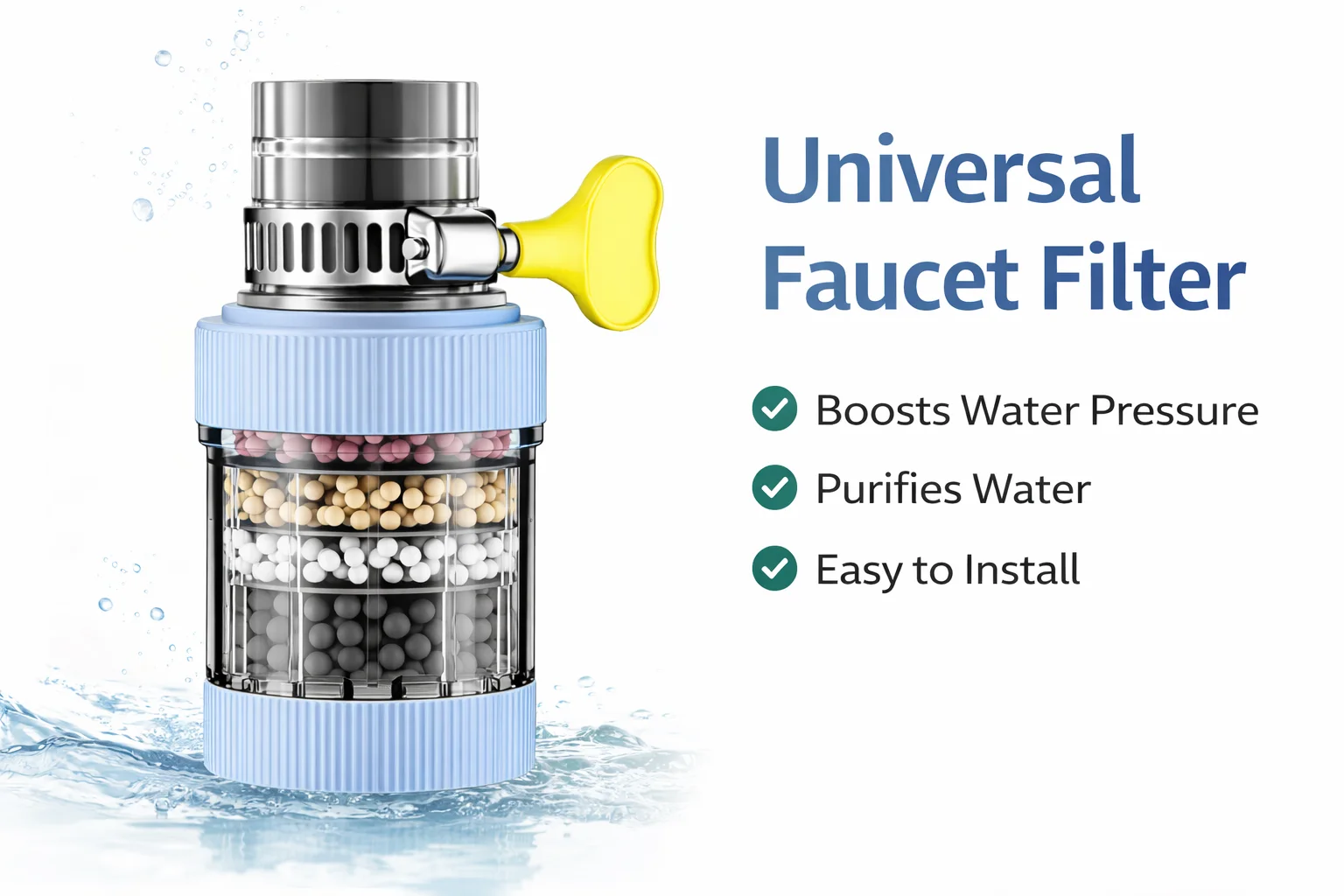 Flexible Faucet Extender with Filter, 360° Bendable Anti-Splash Tap Nozzle, Kitchen Sink Water Purifier Aerator Extension Tube image 6