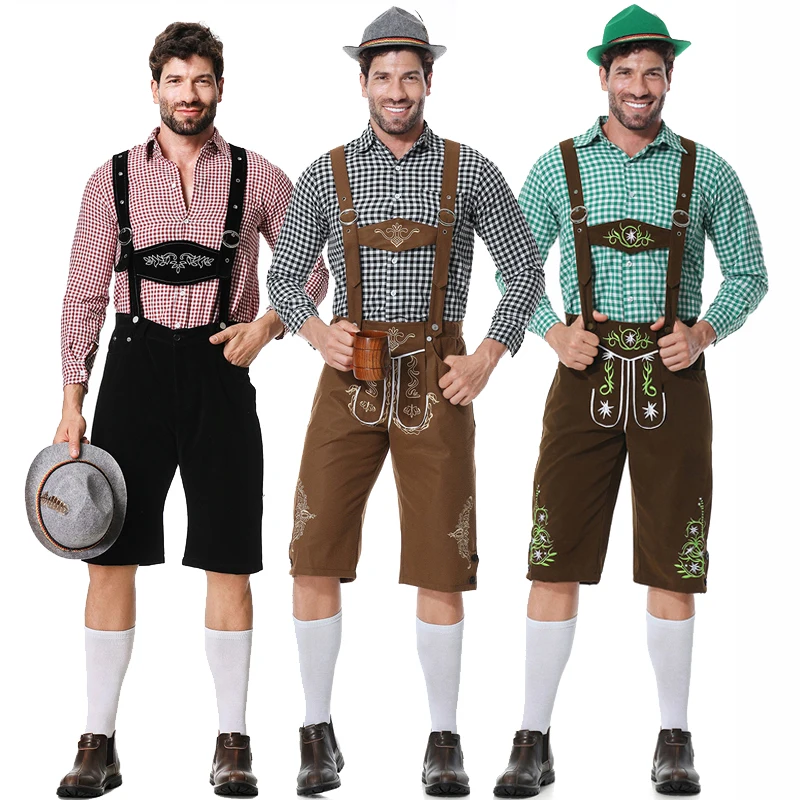 الرجال كرنفال مهرجان أكتوبر زي البافارية كلوبوير نادل الأعلى و Lederhosen تأثيري هالوين فستان حفلة تنكرية #1