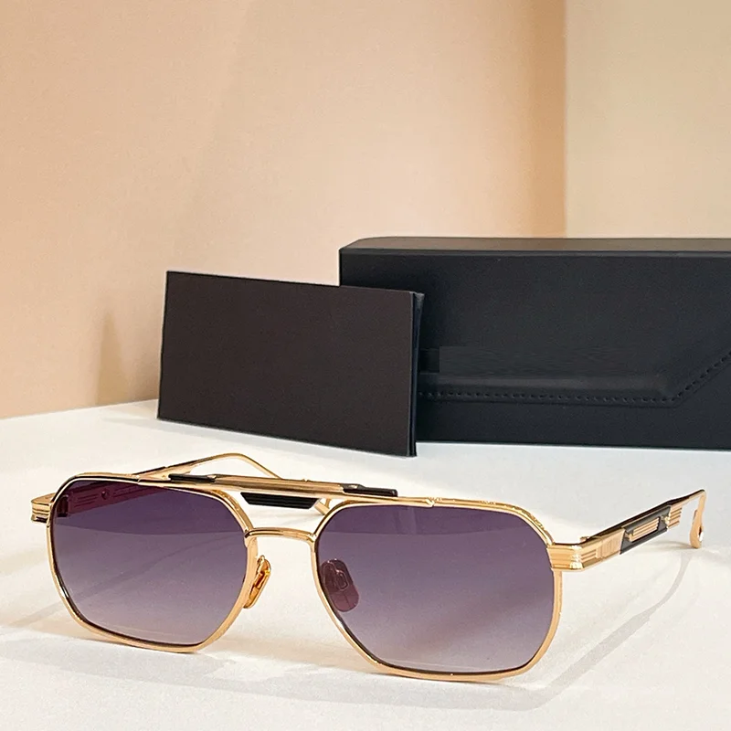 

Street Fashion Black Gold Pilot Sunglasses for Male 2025 Trendy Light Luxury Double Bridge Alloy Solar Glasses for Men
