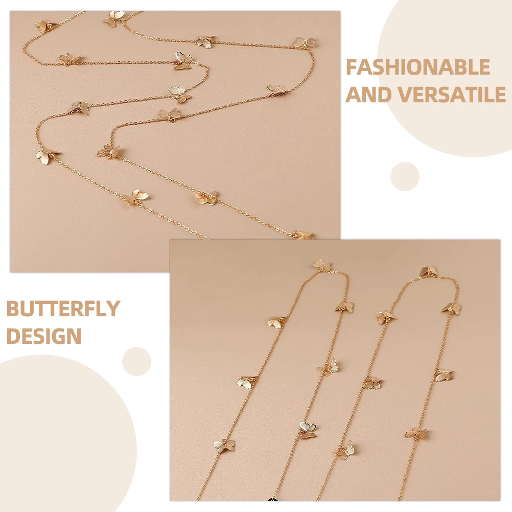 

2 Pcs Butterfly Hair Chain Accessories for Girls Braiding Cute Jewels Headgear Braids Jewelry Iron Colorful Miss