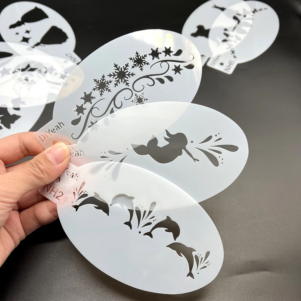 Face Painting Stencils Butterfly Kangaroo Koala Basketball Football Star Dolphin Snowflake Children Head Stencil NH Series 9PCS