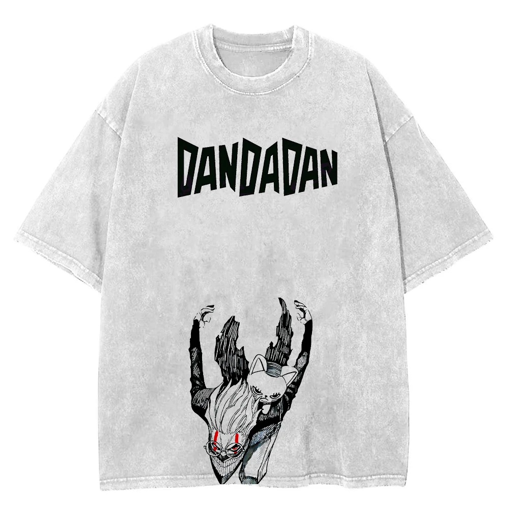 

Men Streetwear Washed White T-shirt Harajuku Anime Graphic Print Oversize Tshirt Fashion Summer Short Sleeve Cotton Tee Unisex