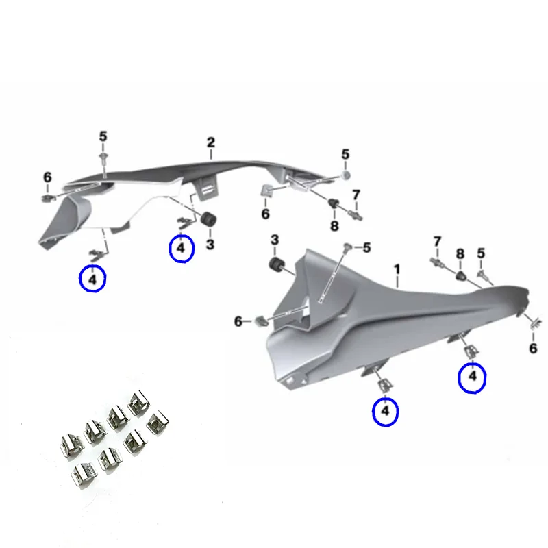 8x Fermo inserto carenatura per BMW S1000RR S1000R S1000XR F750GS F850GS ADV F900XR R1200R R1250RS