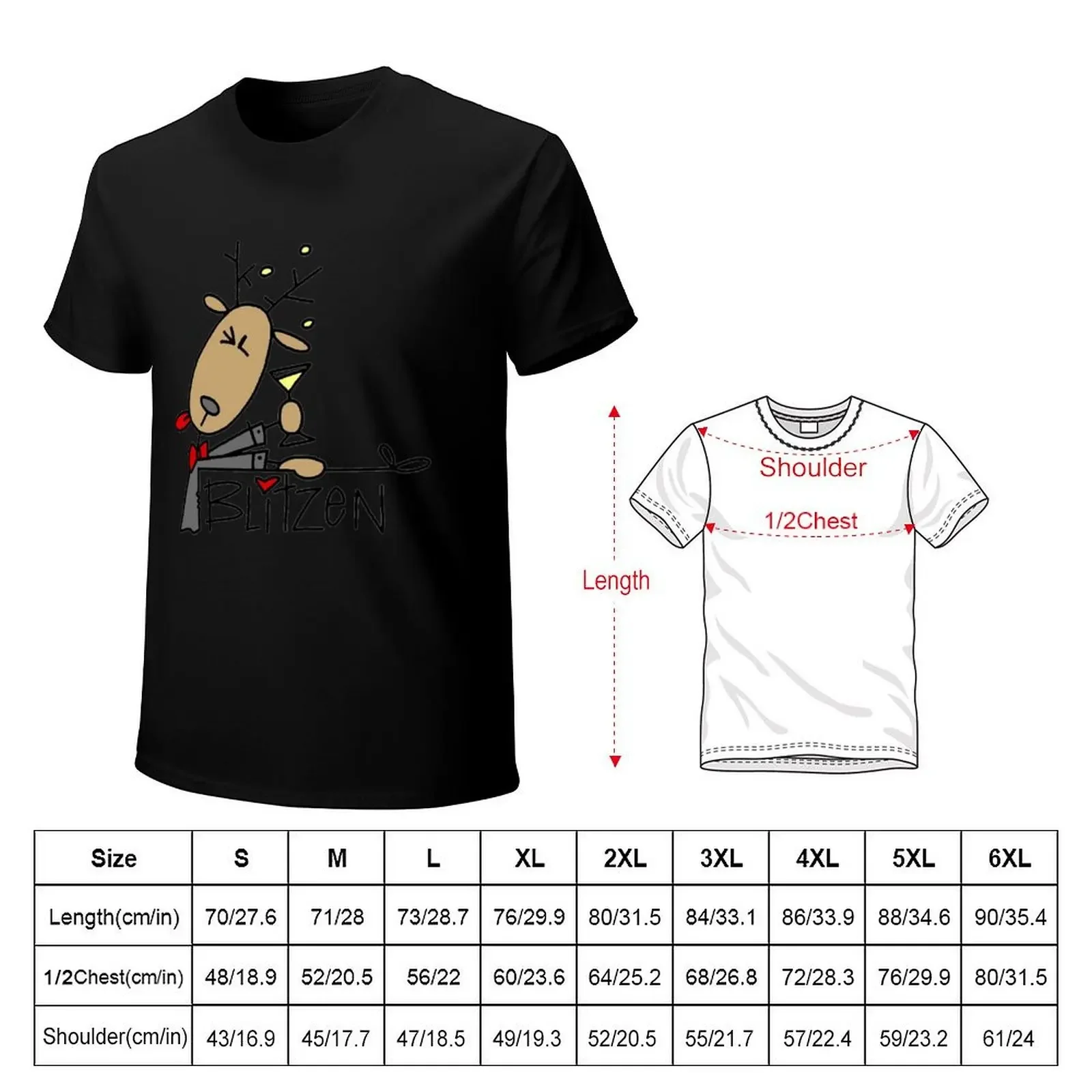 Blitzen Reindeer Christmas Holiday T-Shirt summer top cute clothes mens champion t shirts