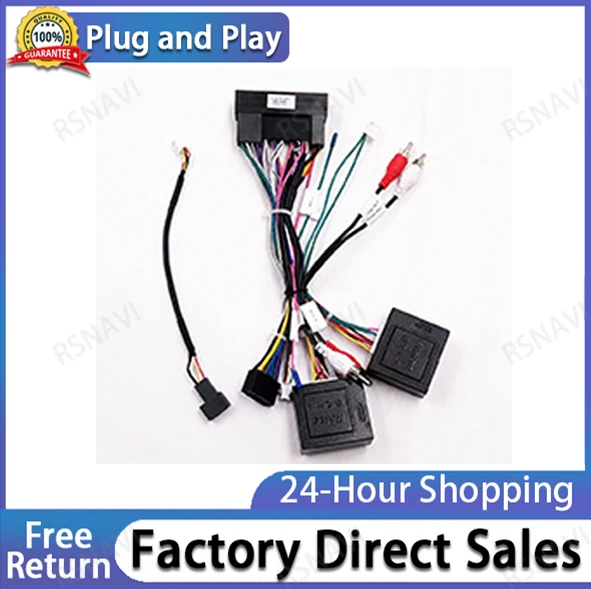 Car Audio 16PIN DVD Player Power Calbe Adapter With 2 Canbus Boxes For Hyundai IX35 Sonata 8 Santafe Kia K3 Wiring Harness