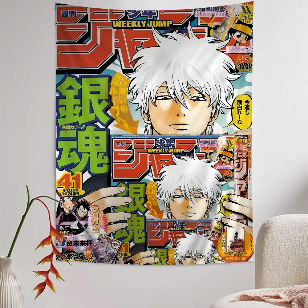 Japanese Anime Gintama Printed Large Wall Tapestry Indian Buddha Wall Decoration Witchcraft Bohemian Hippie Decor Blanket