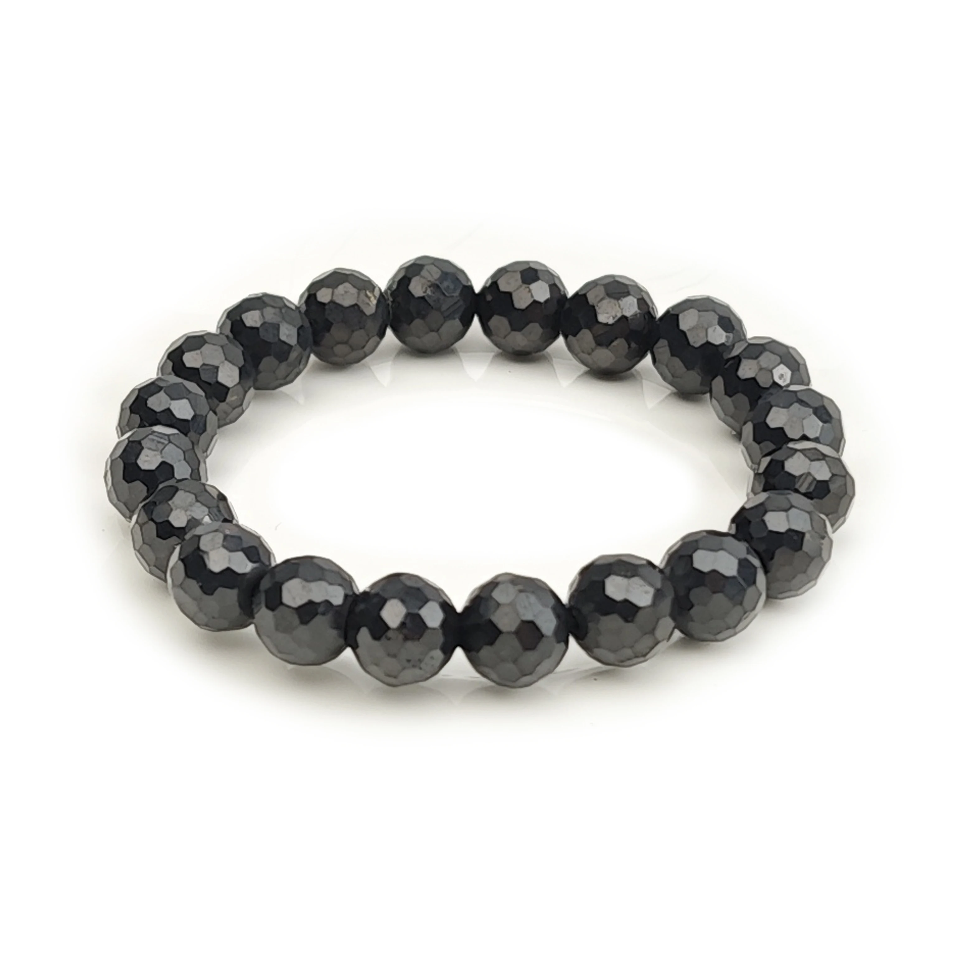 

CHENYISHI Natural Shungite Faceted Bead Bracelet - EMF Protection Energy Bracelet for Men and Women