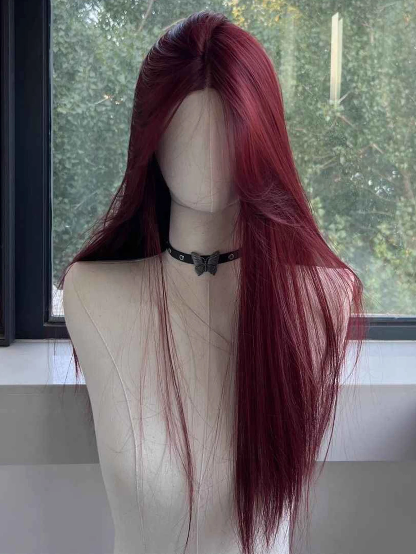 Red Wig Long Straight Lace Front Wig for Woman Nature Synthetic Lace Wigs for Cosplay Daily Use Heat Resistant Headband Wigs