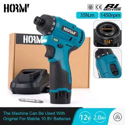 Hormy Brushless 18+1 Mini Electric Screwdriver 12V Screw Driver Cordless Drill Carpenter Tools For Makita 10.8V Lithium Battery