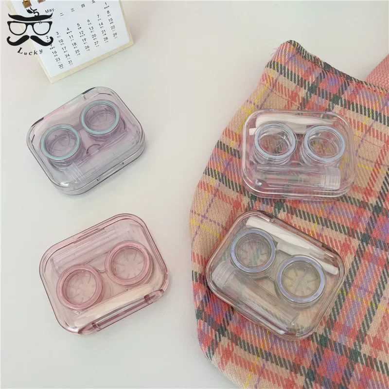 1PC New Transparent Contact Lenses Case Mini Portable Travel Contact Lenses Box Beautiful Pupil Lenses Container Storage Case