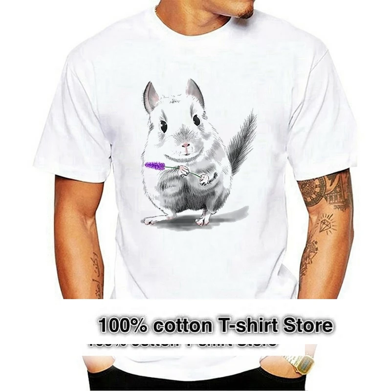 Antidazzle Short Sleeve Chinchilla Male T Shirts Summer Custom Tees Shirts Man 100%Cotton O Neck Clothing TShirt Of Adult