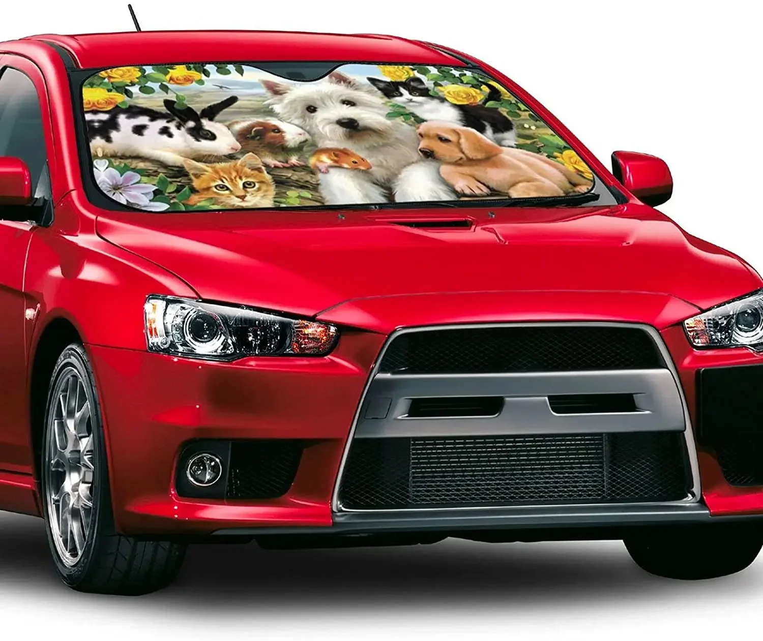 Cute Dog Animals Front Windshield Sun Shade Auto Sunshade for Car Truck SUV-Blocks UV Rays Sun Visor Protector-Keeps Your Vehicl