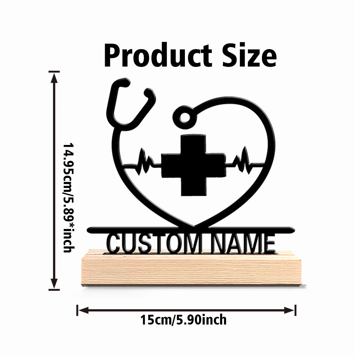 1pc Romantic Personalized Custom Stethoscope Metal Statues Wooden Base Desk Decor for Clock Collectors, Vintage, Gothic Office T