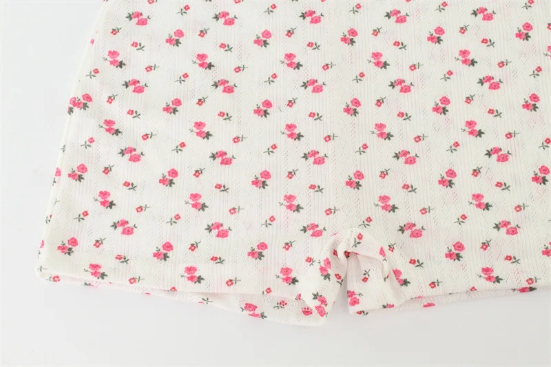 Summer Floral Jumpsuit Casual Home Hot Girl Low-cut Long-sleeved Woman Clothing High-waist Slim Single-breasted V-neck Clothes