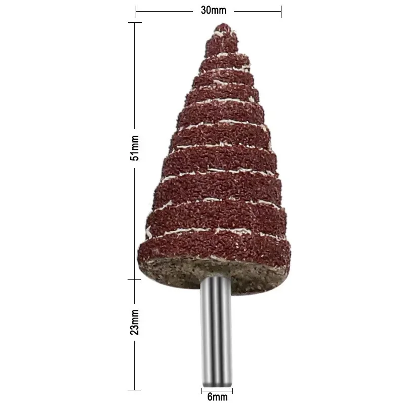 80 #   Testa di levigatura Lucidatura Strumenti di levigatura Ruote con patta di carta vetrata Testa di molatura a cono conico Gambo da 6 mm NUOVO Repalcement di alta qualità