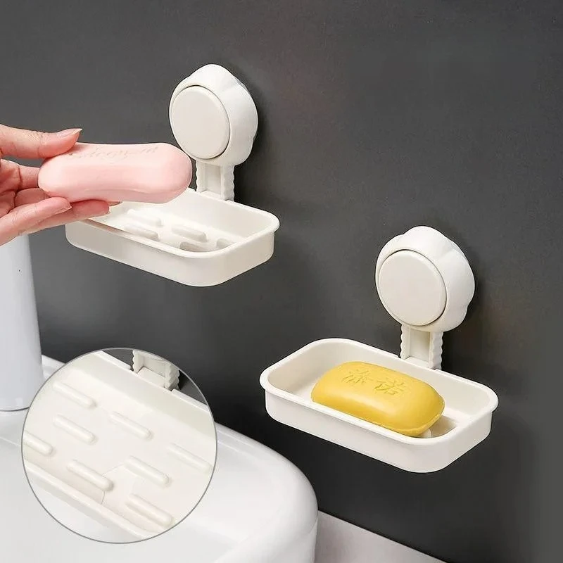 

1/2/3pcs Household Storage Rack Suction Cup Hanging Soap Box Hotel Household Soap Shelf Suction Cup Series Soap Draining Rack