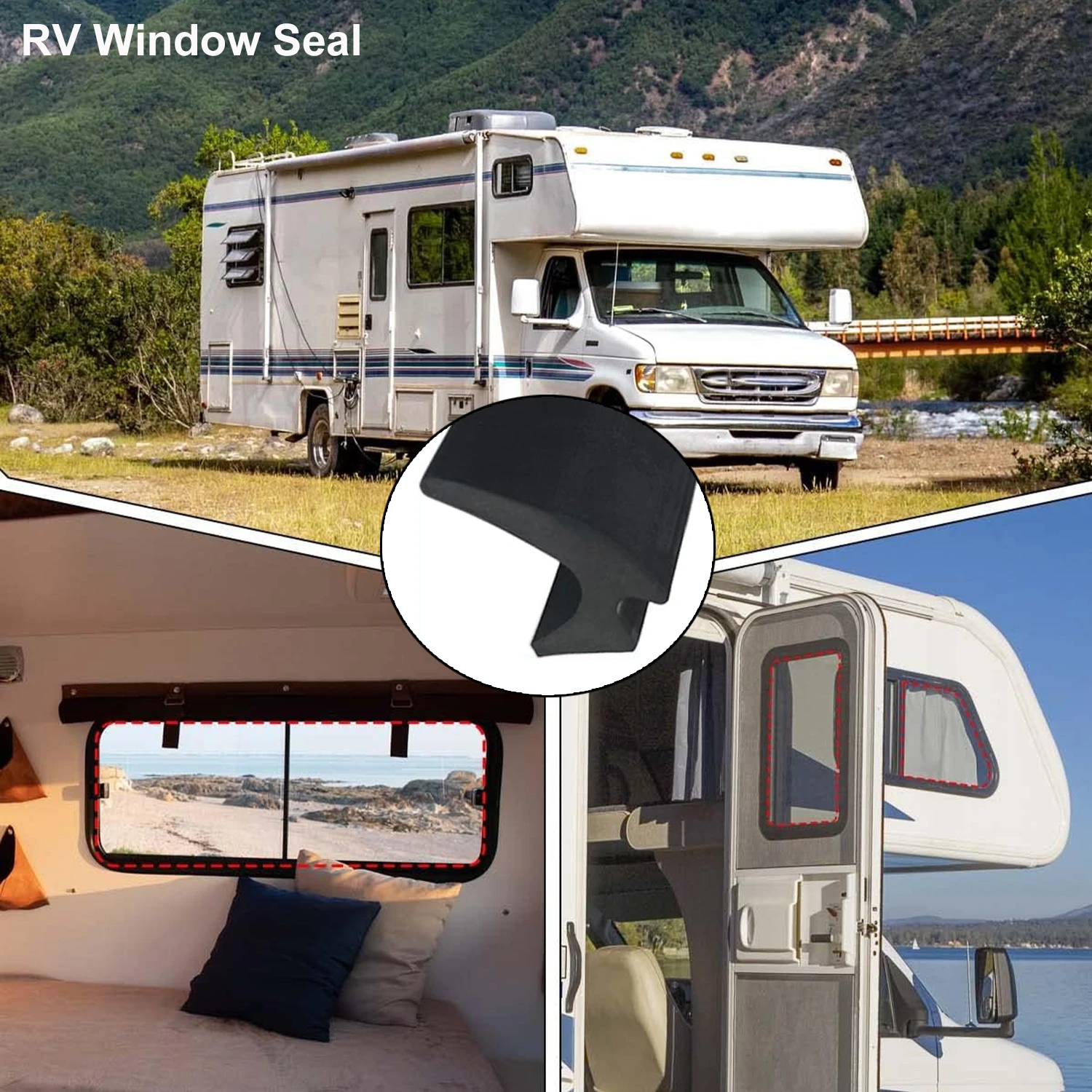 RV Window Rubber Seal Strip Window Locking Gasket Window Edge Weatherstrip for Automotive, Camper, Boat, Truck and Van