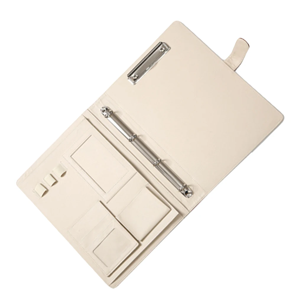 Business Folder Office Portfolio Pu Material Document Storage Multiple Slots Metal Clips Pen Holder File Organizer