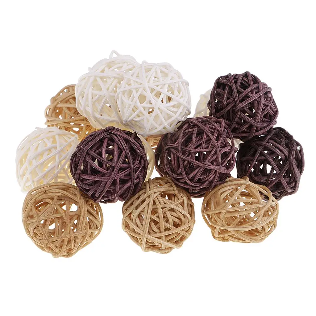 3cm, 5cm, 7cm Round Wicker Rattan Ball - Decorative Ball for Bowls, Vase Filler, Coffee Table Decor, Wedding Party Decoration