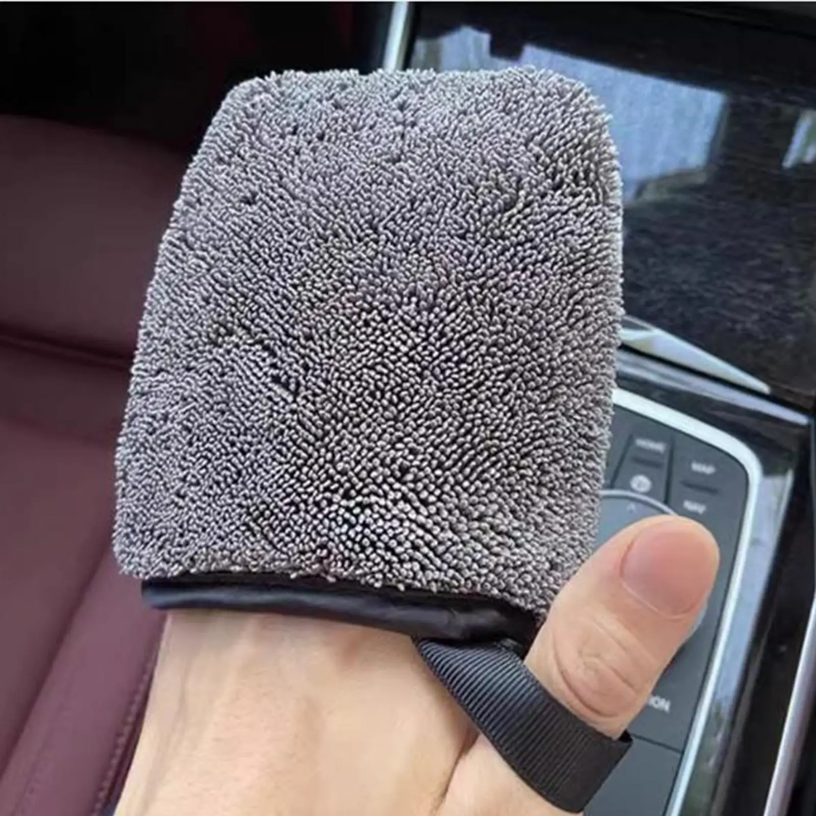 Car Paint Wash Gloves Polyester Lanyard Grey Twist Braid Design Interior User-Friendly Design for Instrument Panel Door Leather