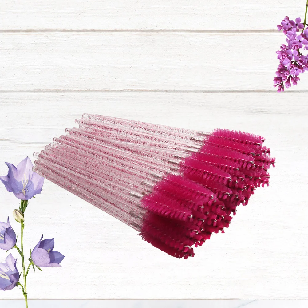 Bacchetta per ciglia usa e getta con applicatore per mascara con asta di cristallo da 100 pezzi per una separazione impeccabile delle ciglia, leggera e portatile, rosata