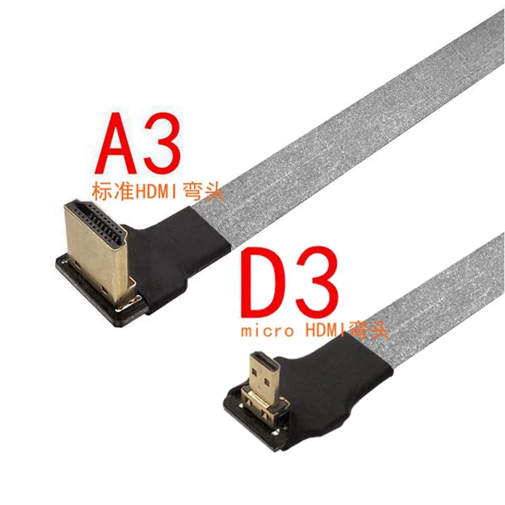 HDTV-kompatibel Kabel Micro HD Unten Winkel Stecker auf Mini HD FPC Flach Kabel Anti-störungen Multicopter Luft fotografie