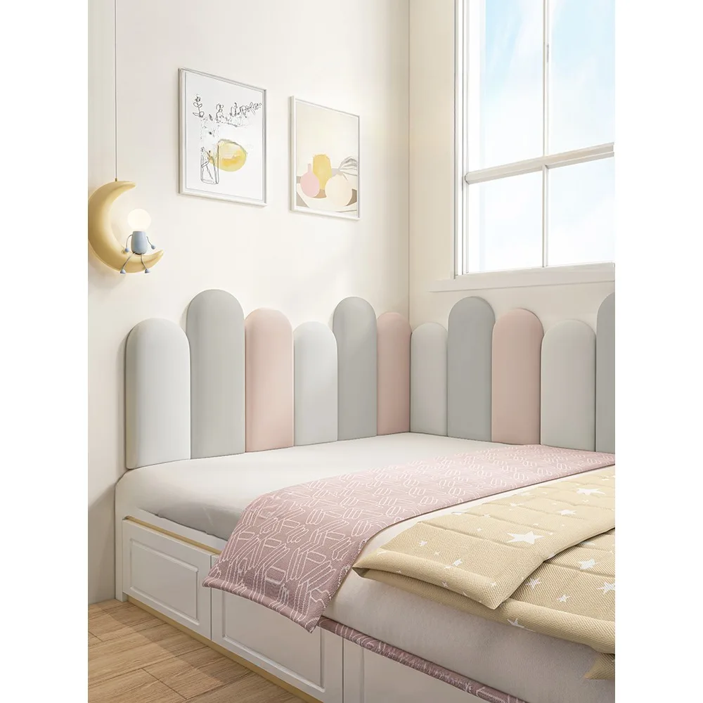 Children's Room Backrest Soft Bag, Anti-collision Wall Sticker, Velvet Technology Cloth Headboards Wall Protection Baffle Mural