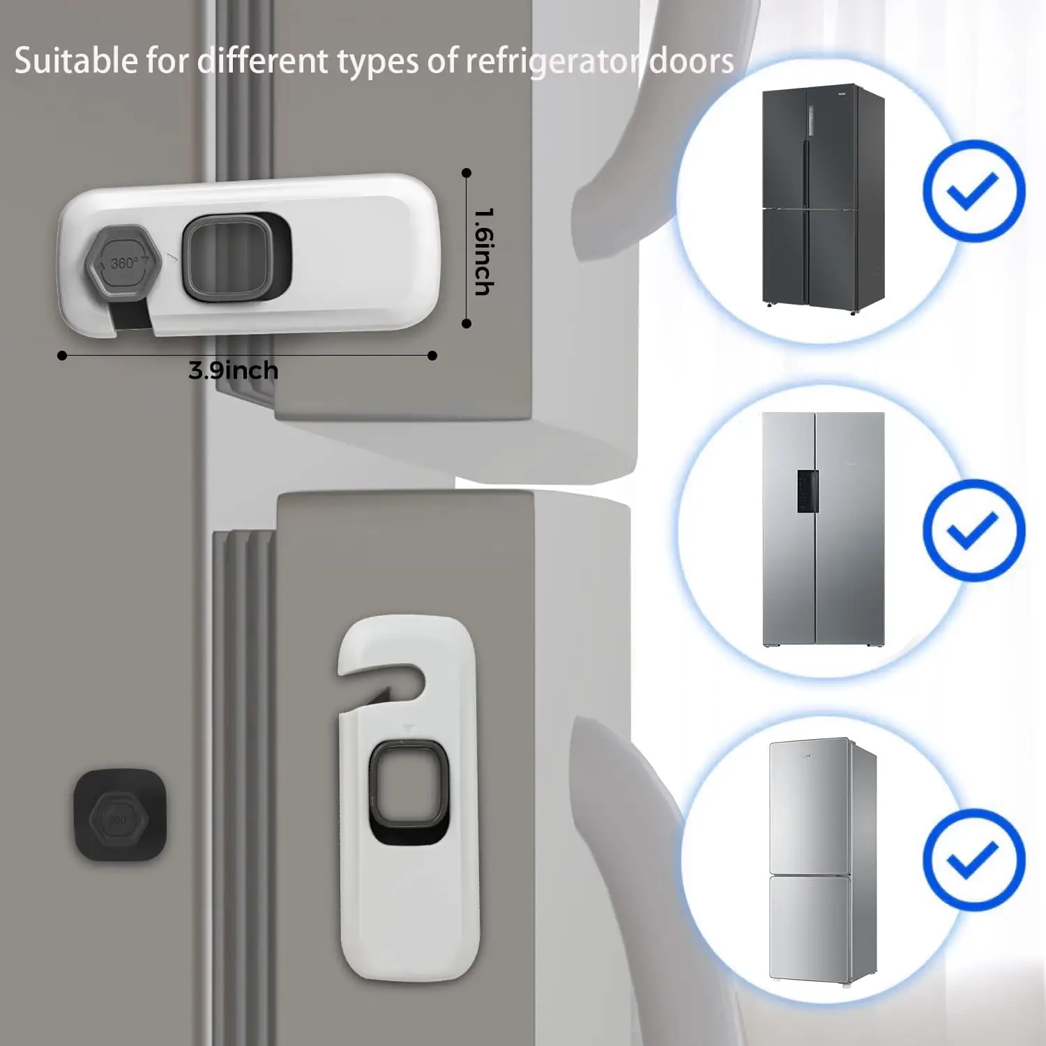 Child Proof Fridge Lock with Sticky Adhesive Pads Baby Safety Locks for Fridges Cabinets Drawers Double Doors