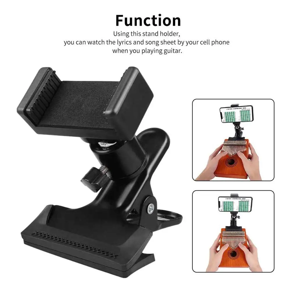 1 Pcs Guitar Phone Holder 360 ° Rotating Guitar Mobile Live Guitar Phone Carimba Thumb Video Mobile Stand Stand Teaching R2Q4