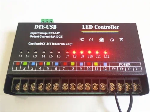 لمعدل ضوء LED لـ 5 V12v24v أحادي اللون ملون 3-9-12-18 وحدة تحكم قابلة للبرمجة ذاتية الطريق #2