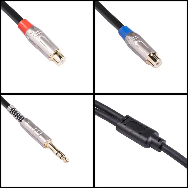 6 35 To HIFI Noise Canceling 1/4 6.35 Stereo Plug Male To Double Female Audio Adapter Cable HIFI Noise Canceling 0.3m 6.35mm