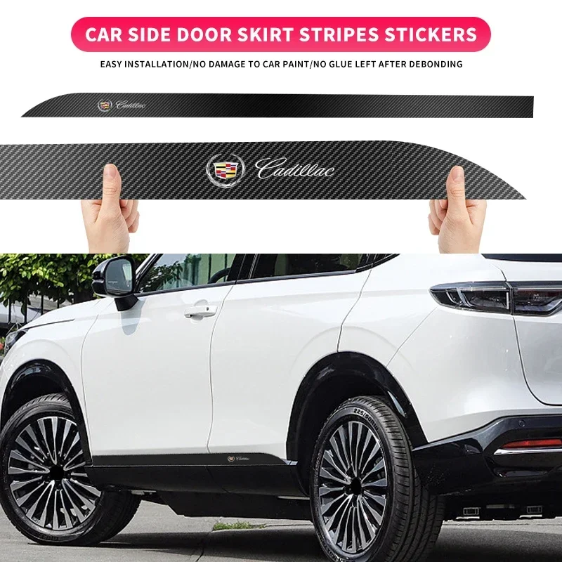 2Pcs Side Skirt Sill Stripe Body Decals Sticker for Cadillac Seville XT4 CT4 CT5 SLR CTS DTS ATS Escalade Exterior Accessories