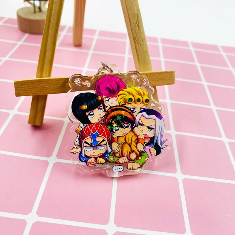 Anime Keychain JoJos Bizarre Adventure Man Key Chain For Women Transparent PVC Key Ring Acrylic Cartoon For Friends Figure Gifts