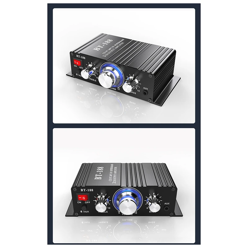 BT-188 Digital Bluetooth Amplifier Mini 2-Channel Output Home Computer Audio Amplifier 12V Car