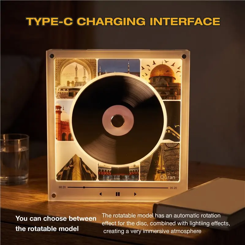 BHBD- Rotating Illuminated Music Box LED Night Light Fridge Magnet Music Player Fridge Magnet New