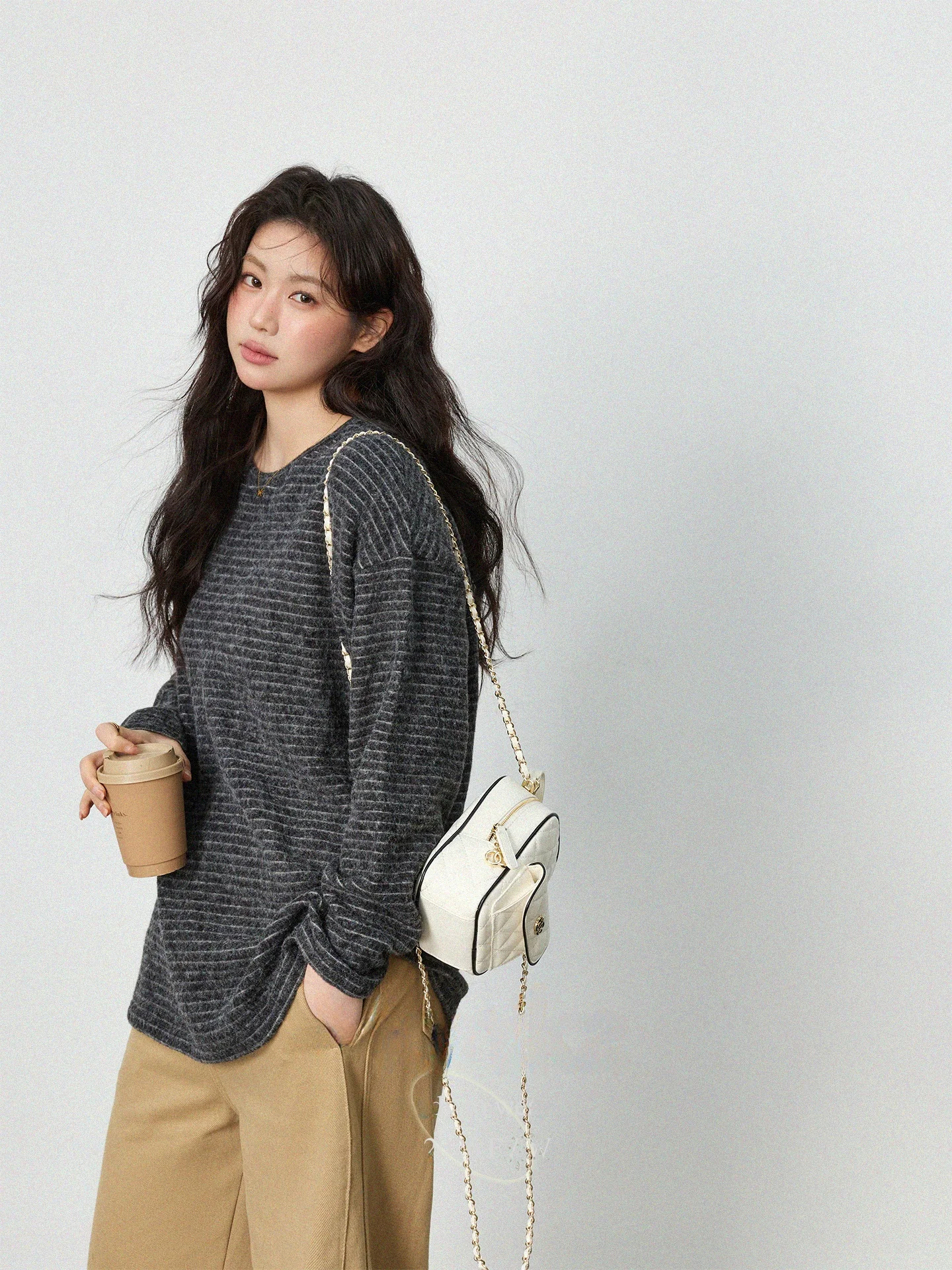 

Женская футболка больших размеров с круглым вырезом, в полоску, на флисовой подкладке, утепленная, с длинным рукавом, повседневная, свободного кроя, удобная зимняя одежда